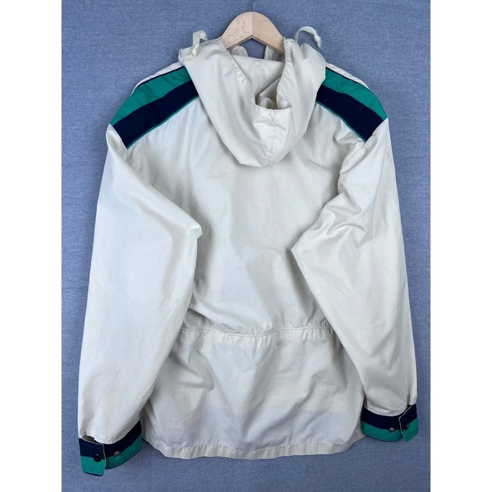 Vintage Woolrich Talon Zip Anorak Windbreaker Jacket White‎ Green Navy Stripe